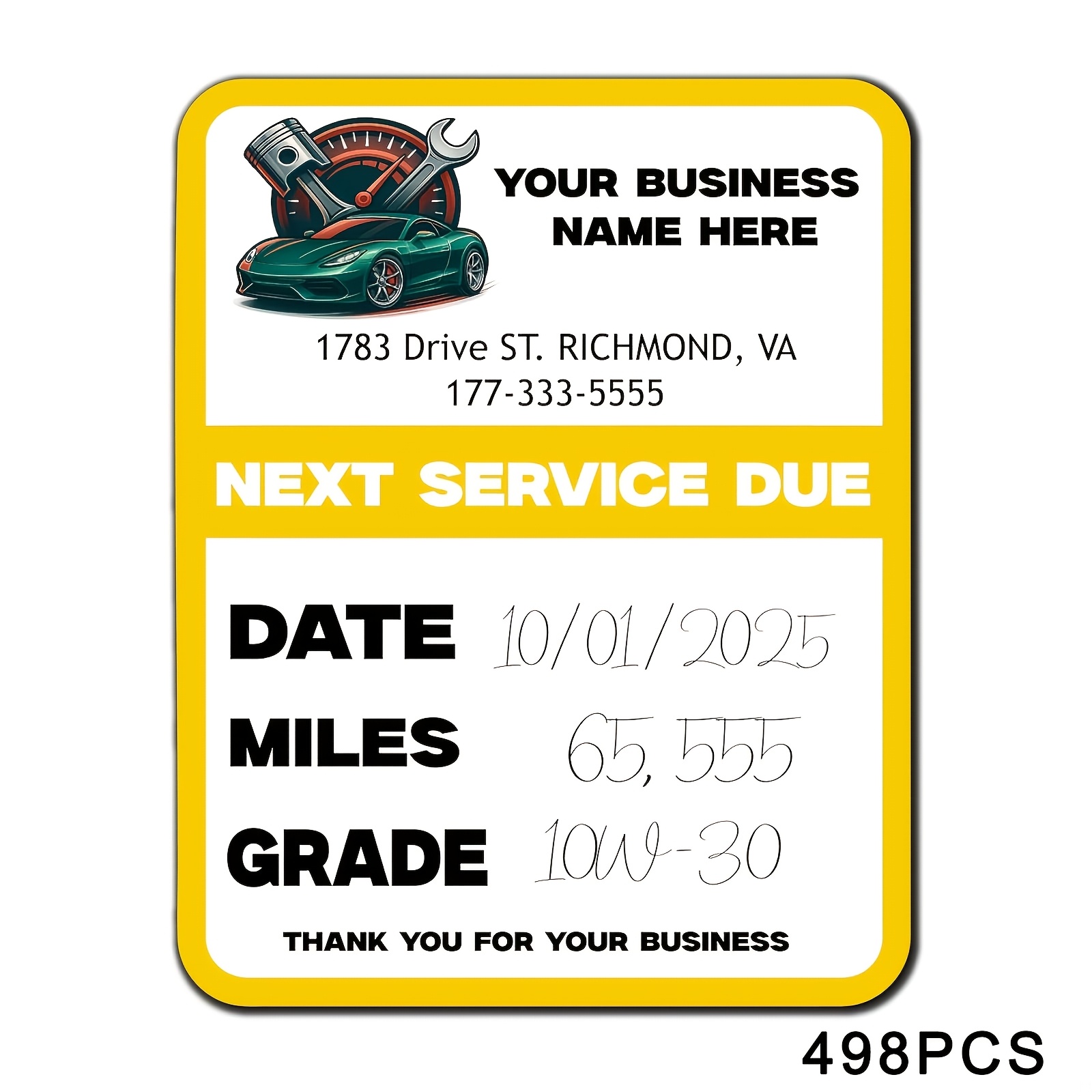 TEMU 498pcs Personalized Car Windshield Stickers Suitable For Auto Repair Shops - Custom Oil Change Reminder Labels With , Suitable For /metal/