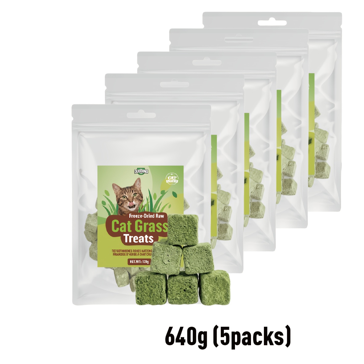 Freeze-dried Cat Grass Treats For Hairball Control, Grass Sticks For Teeth Cleaning &
