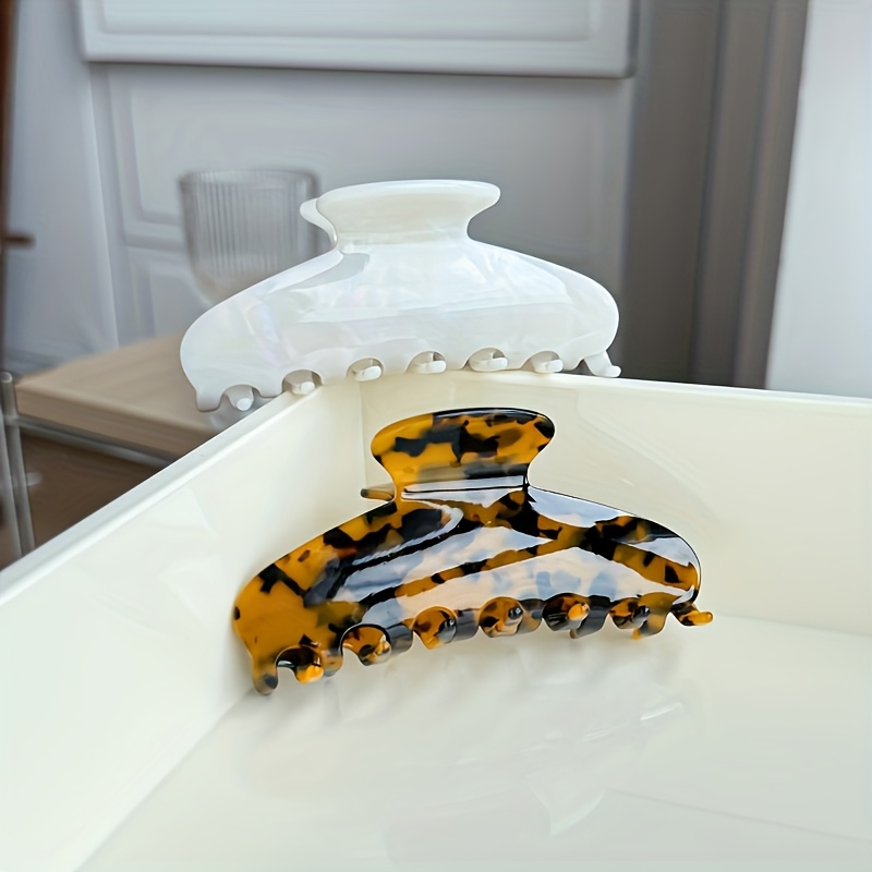 A Large 11CM Back of The Head Hair Clip Hair Claw High Ponytail Hair Accessory, Marble Pattern Floral Leopard Print Dopamine Morandi Color Series, Acetate