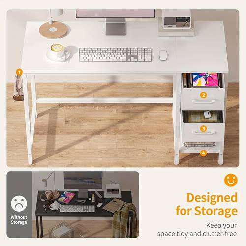computer desk with 2 drawers 40 inch small home office desk study writing table black