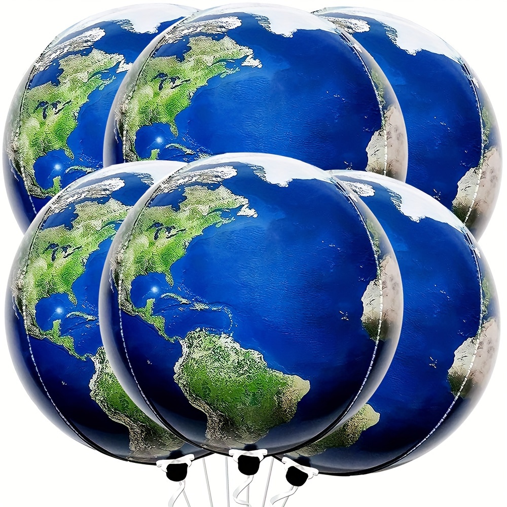 

6pcs, 22 Inch Globe Balloons Set, Earth Balloons For Travel Party Decorations | 360 Degree Sphere World Balloons For Bon Voyage Party Decorations | Around The World Party Decorations