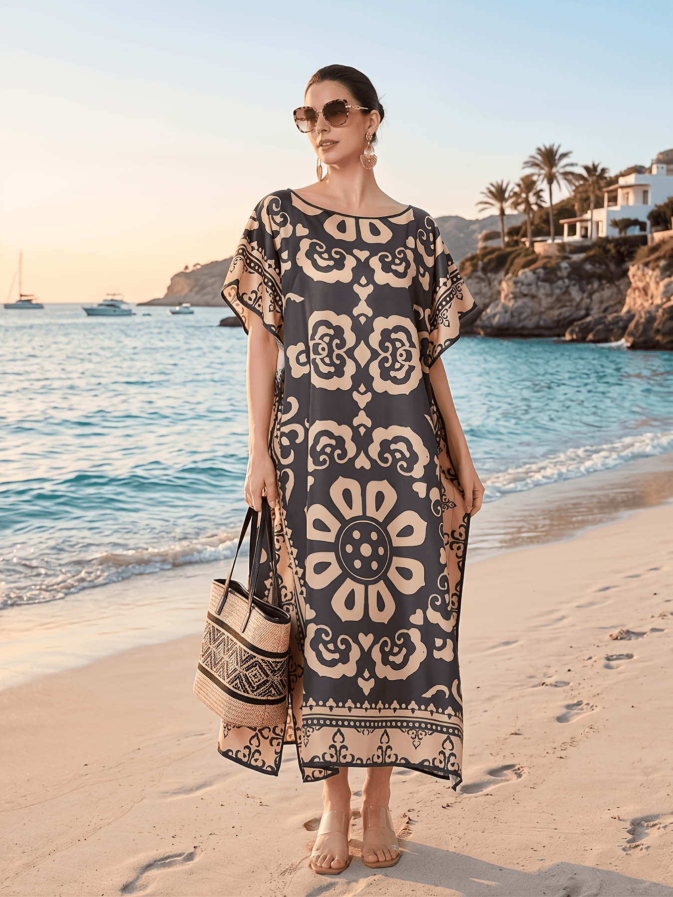 kaftan dress silk sold on Temu United States