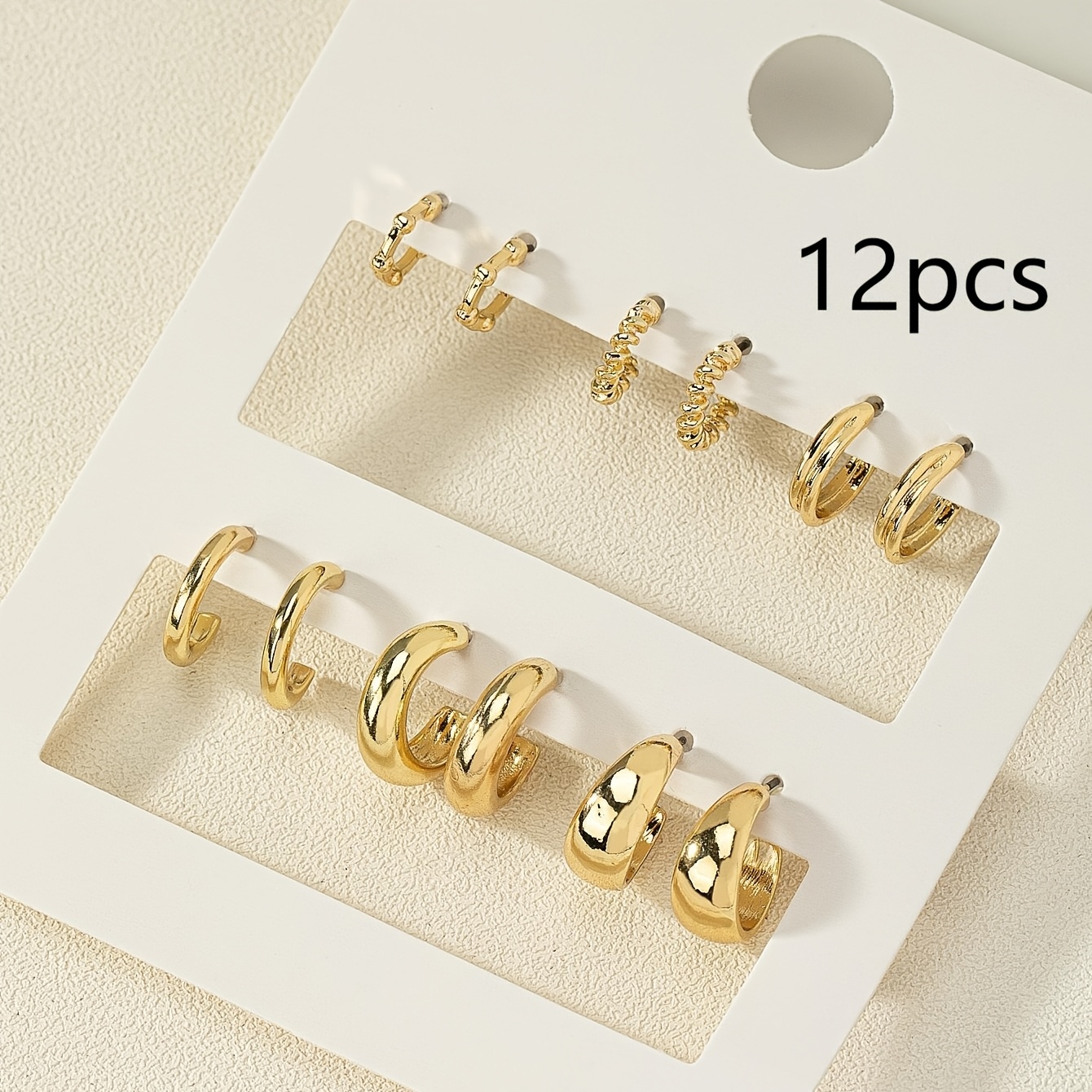 12pcs Minimalist Women's Hoop Earrings Set, Elegant Ladies' Earrings For Daily Wear, Vacation, Exquisite Gift