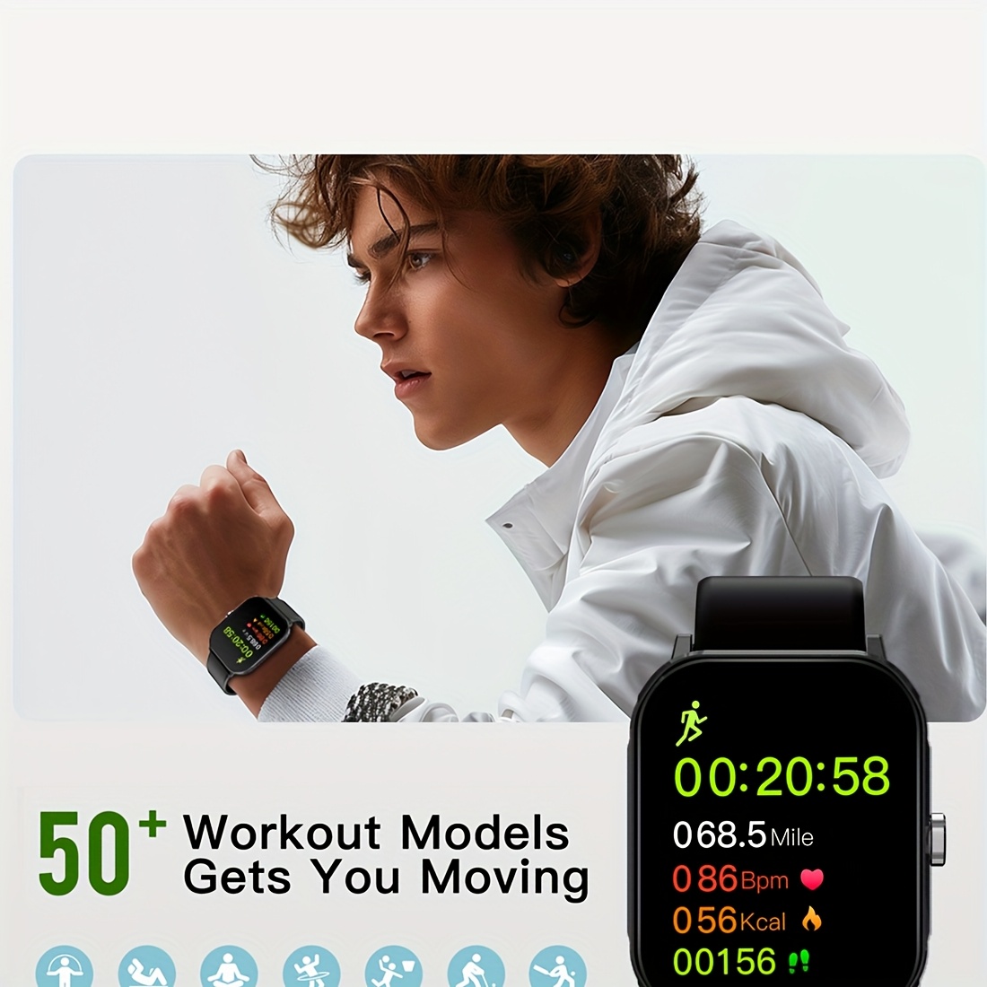 ساعة EqiEch الذكية للرجال والنساء، ساعة لياقة بدنية 5.33 سم، (الرد/إجراء مكالمة)، أوضاع تمرين متعددة، مقاومة للماء IP68، مكالمة لاسلكية، سوار ذكي بشاشة لمس، جهاز تعقب اللياقة البدنية، سوار مراقبة الصحة | ملابس عصرية يمكن ارتداؤها | ساعة بحزام سيليكون