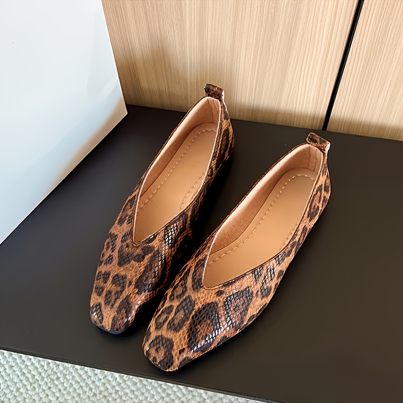 dmsk retro leopard potisk slip-on loafery - mkk podrka, masivn podpatek, tvercov pika, syntetick svrek, gumov podrka, boty pro pohodl po cel rok, neformln obuv | retro loafery | syntetick boty 1