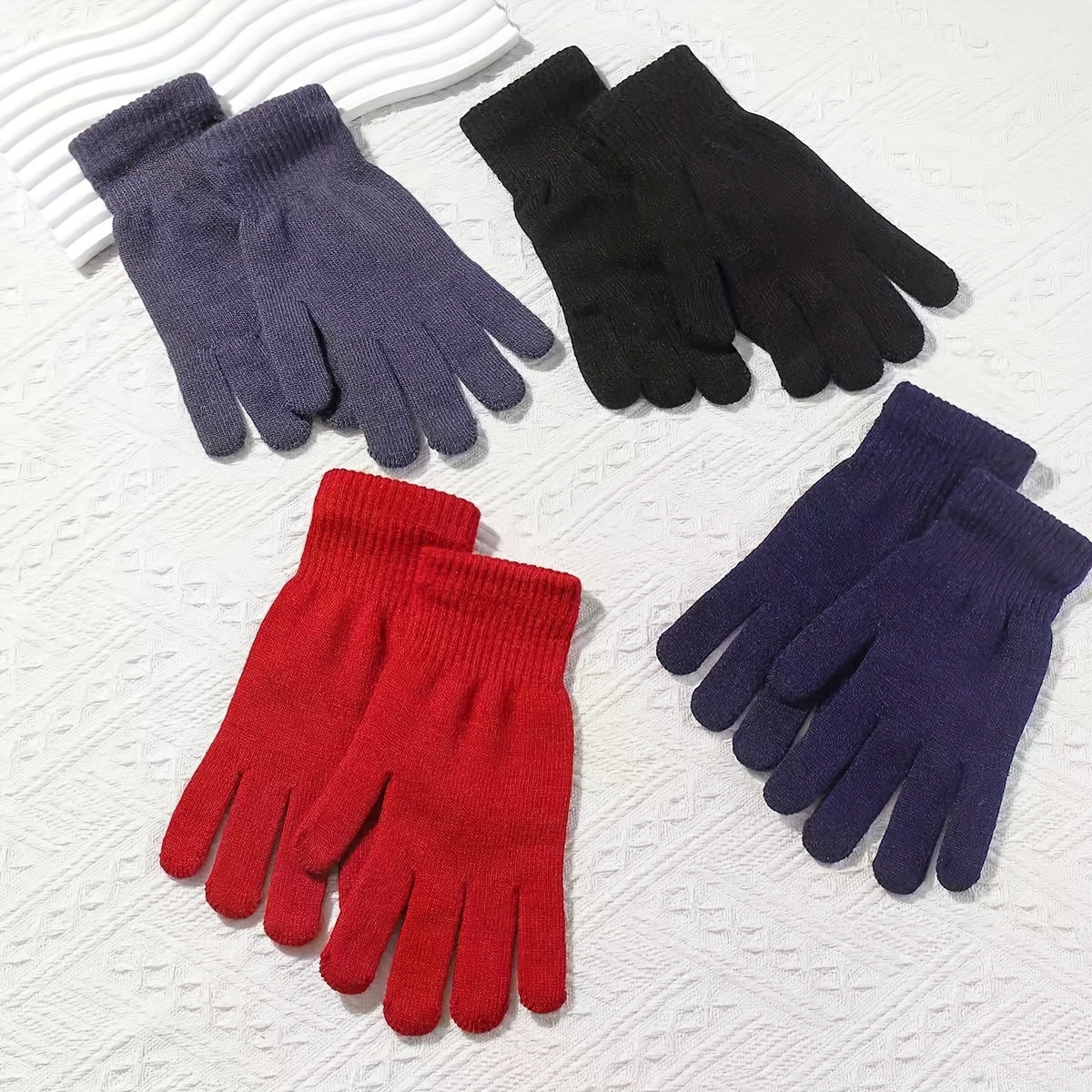 

Women's Warm Knit Gloves, Stretchy Fleece Lined Gloves For Casual Outdoor Use