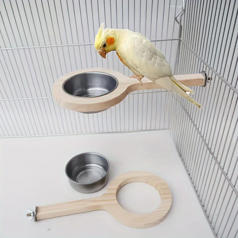 Bird Water Bowl Parrot Cage Accessories Stainless Steel Bird Feeding ...