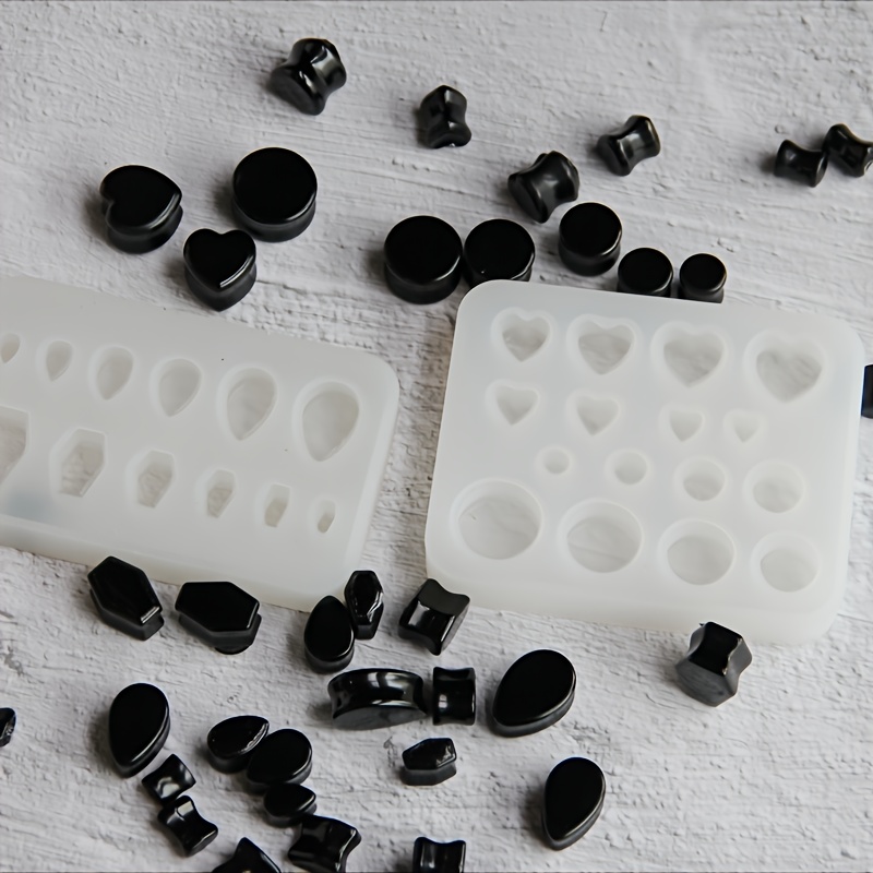 2pcs silicone ear gauge mold set heart round water drop Temu New