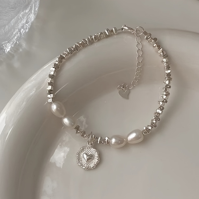 

1pc New Silvery Beaded Adjustable Bracelet, Fashion Jewelry Gift