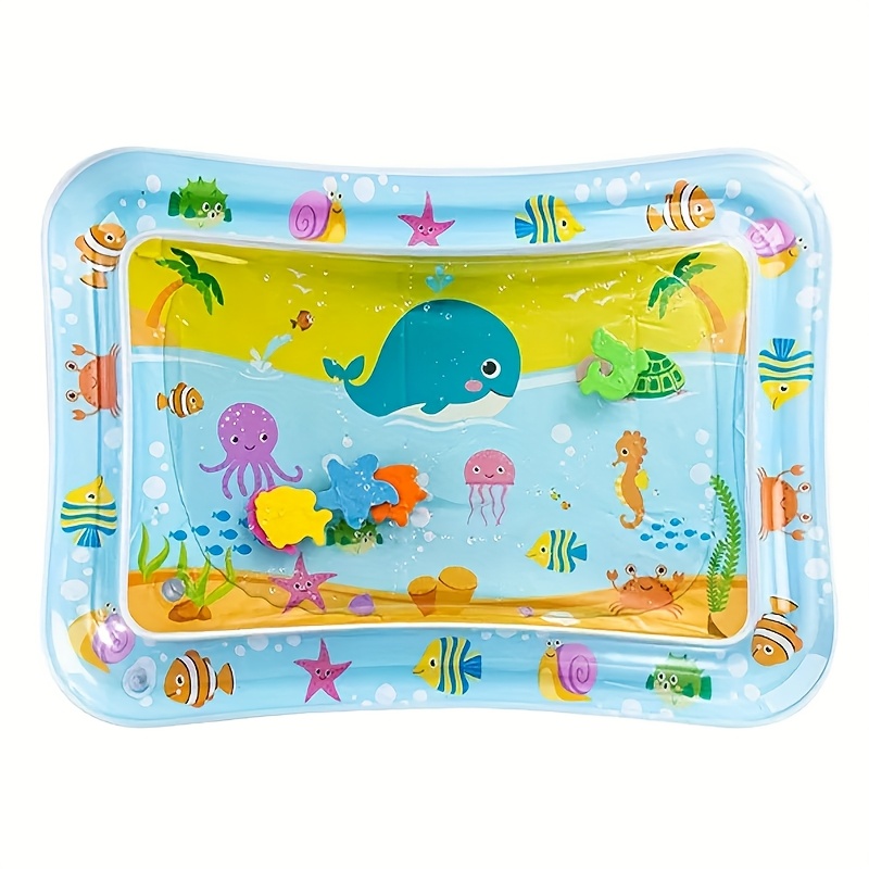 1pc Inflatable Whale Crawling Mat - Underwater World Theme with Colorful Sea Creatures, Sensory Play & Learning Water Pad for and, Blue Ocean Design for Tummy Time Fun, Playtime Mat | Underwater World Playmat | Stimulating Play Mat