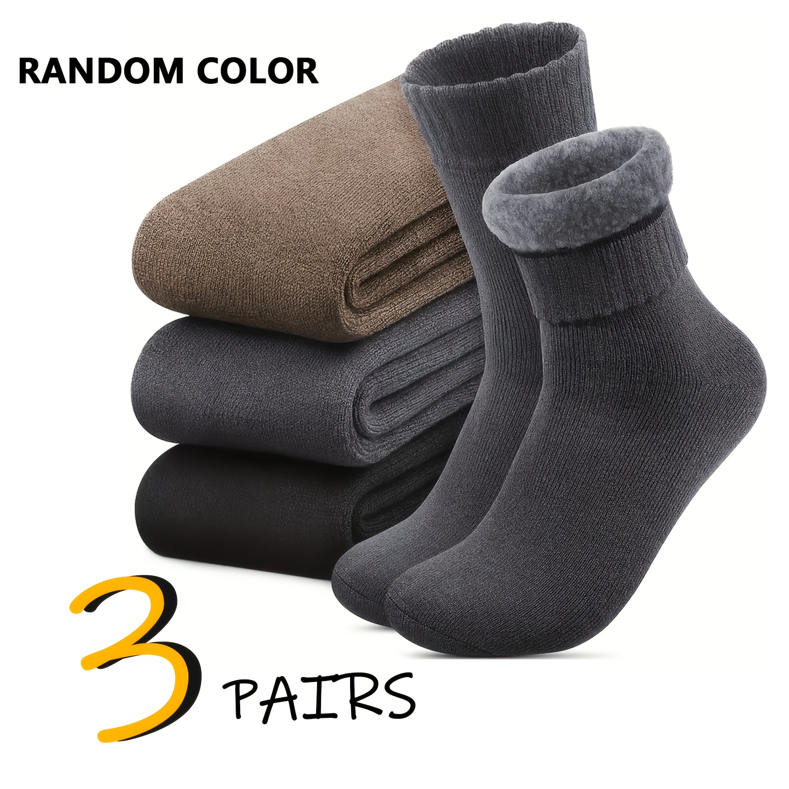 

3 Pairs Of Men's Thermal Socks, Thick Winter Outdoor Warm Socks, Soft And Thick Classic Hiking Boots.