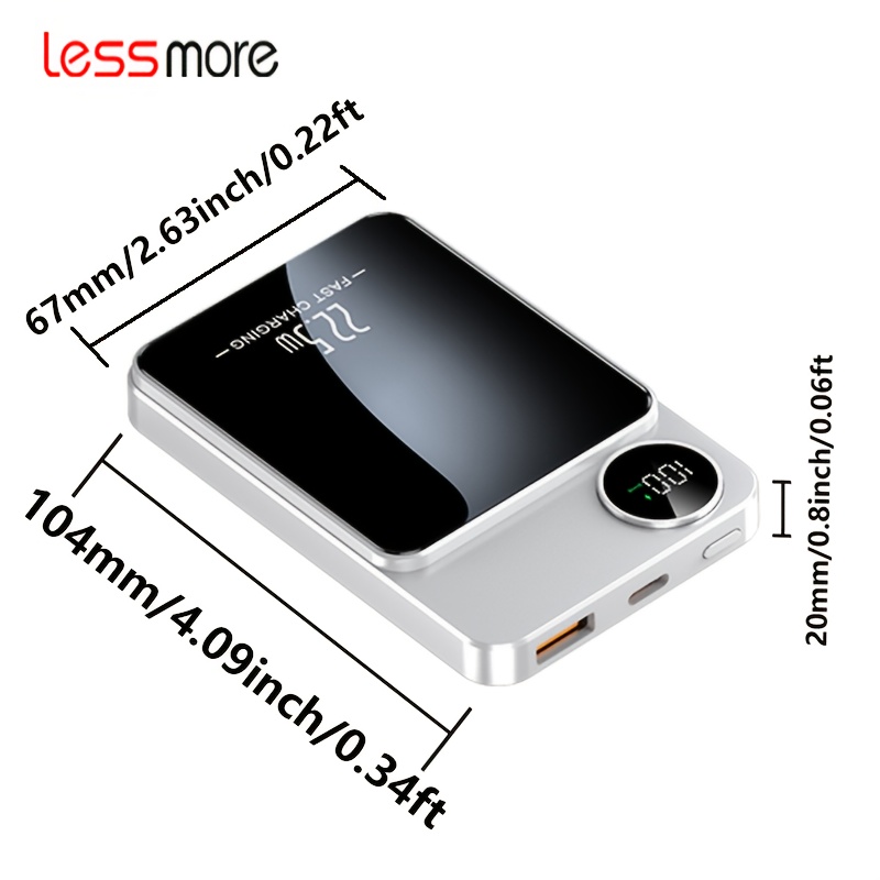 Alternative view of Cargador inalámbrico magnético Lessmore de 10000mAh, carga inalámbrica magnética/22.5W, puertos USB-C y Type-C…