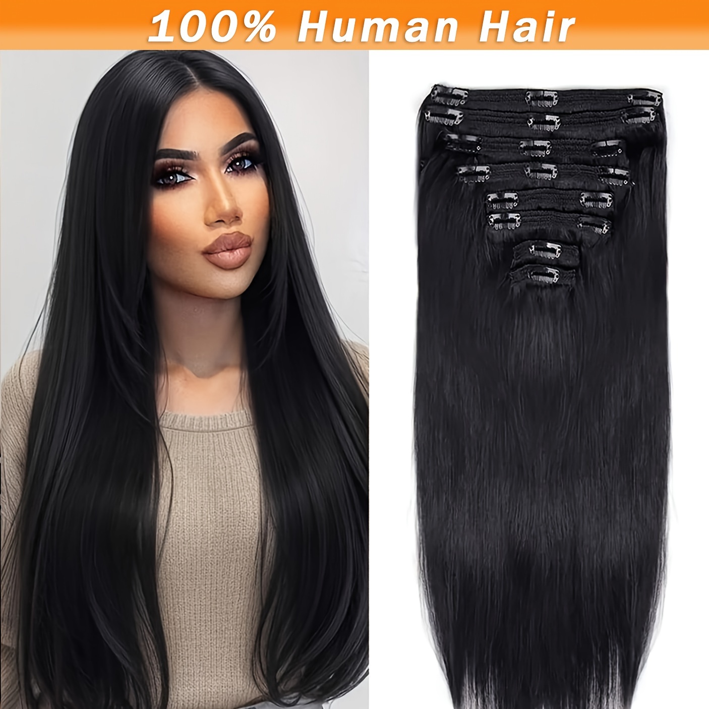 straight hair clip in hair extensions human hair clip in  display picture 2