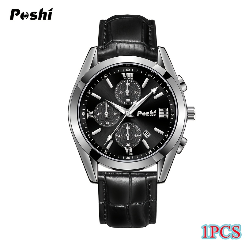 Unisex Quartz Watch with PU Strap, Multifunctional Design