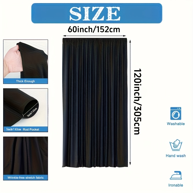 E-shop ., 10Ft x 5Ft Elegantes schwarzes Hintergrundvorhang - Klassische Polyester Fotografie und Bühnendekoration, geeignet für Hochzeiten, Halloween,