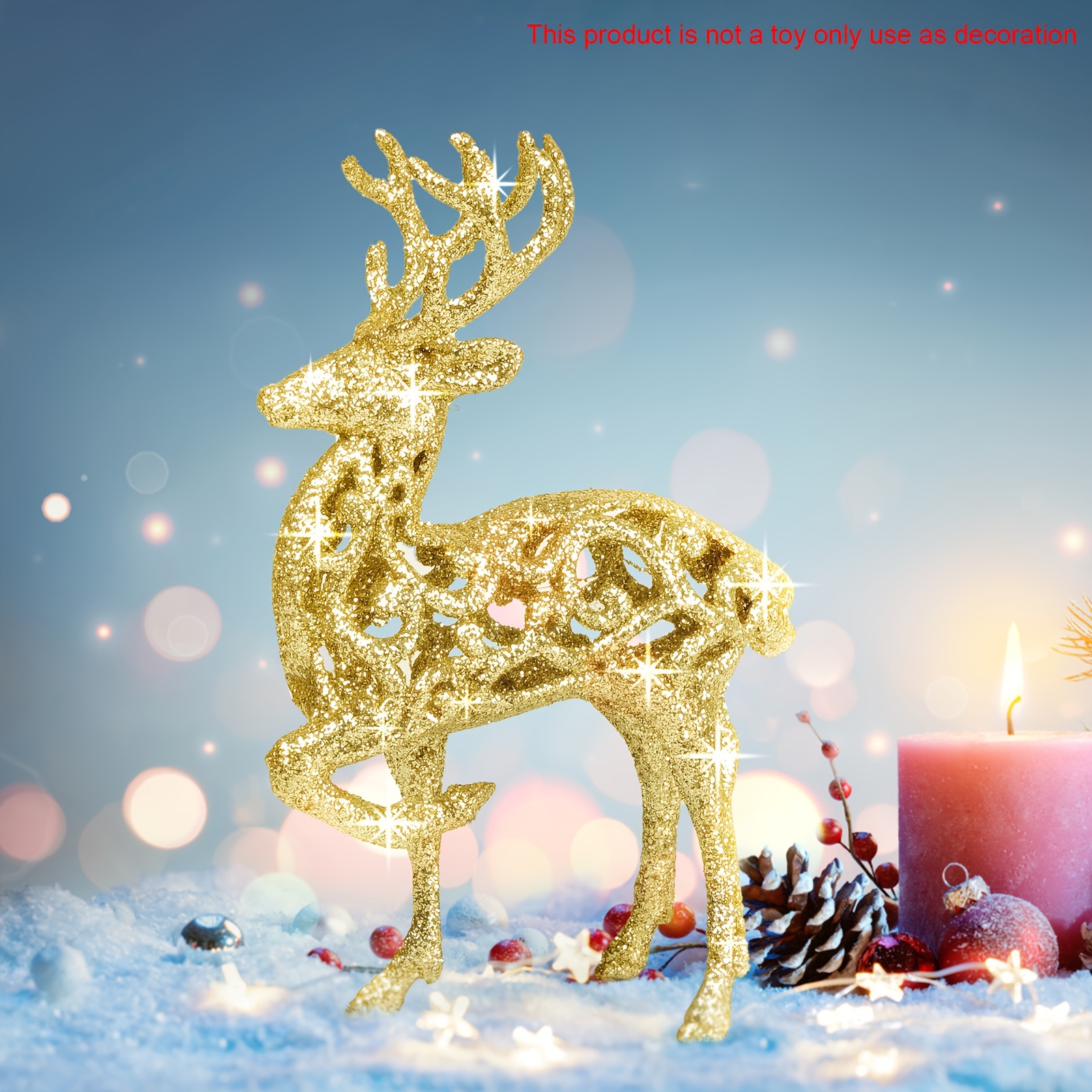 Reindeer Figurine Statues Gold 2Pcs