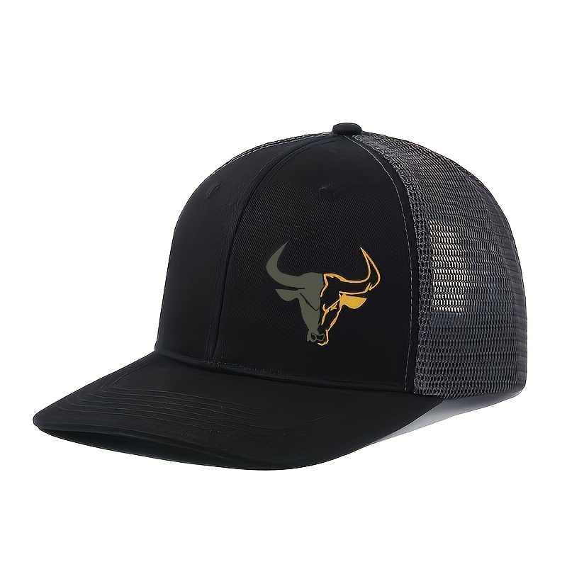 TEMU 2026 New Adjustable Size Outdoor Head Print Breathable Net Cap Trucker Hat Unisex Baseball Cap, Christmas Gift