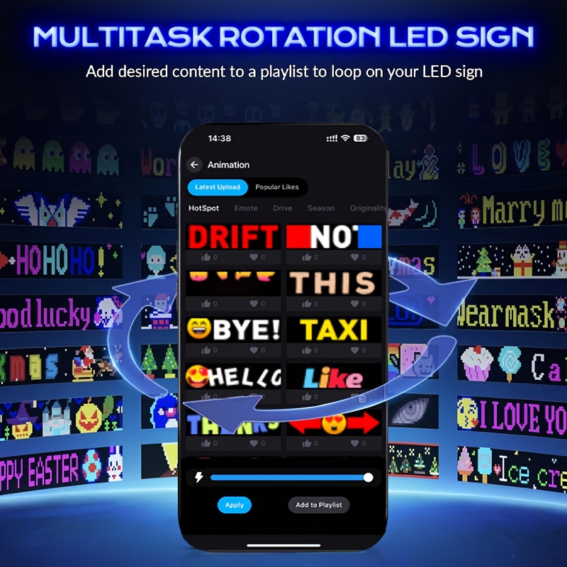 Écran LED Flexible avec Édition Vocale Intelligente, Connectivité Bluetooth pour Animation et Personnalisation de Texte. Alimentation USB - Idéal Décorations Maison/Publicités Magasins Vitre Arrière Voiture & Ambiance Festive