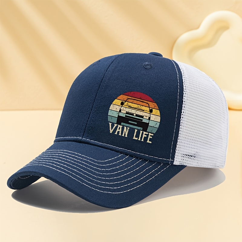 TEMU A Unisex Hard-top Mesh Breathable Baseball Cap With "" Print, Outdoor Fishing Curved Brim Hat, Summer , Trucker Baseball Cap, Casual Outdoor