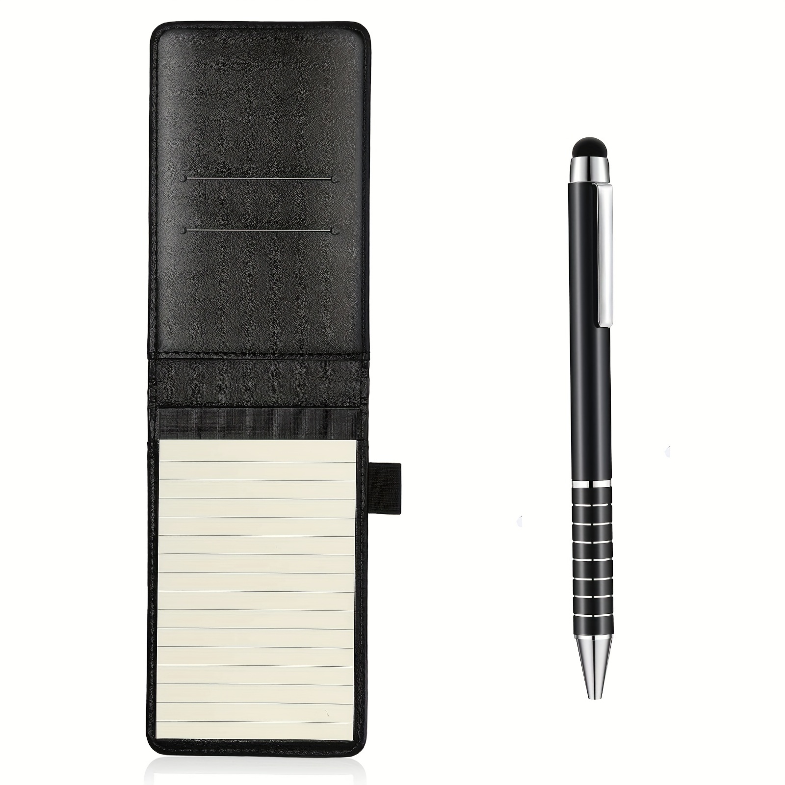 

stylish" A7 Pocket-sized Notebook And Executive Pen Set - Hard Cover, English Text, Multi-function Business Journal With Card Slots