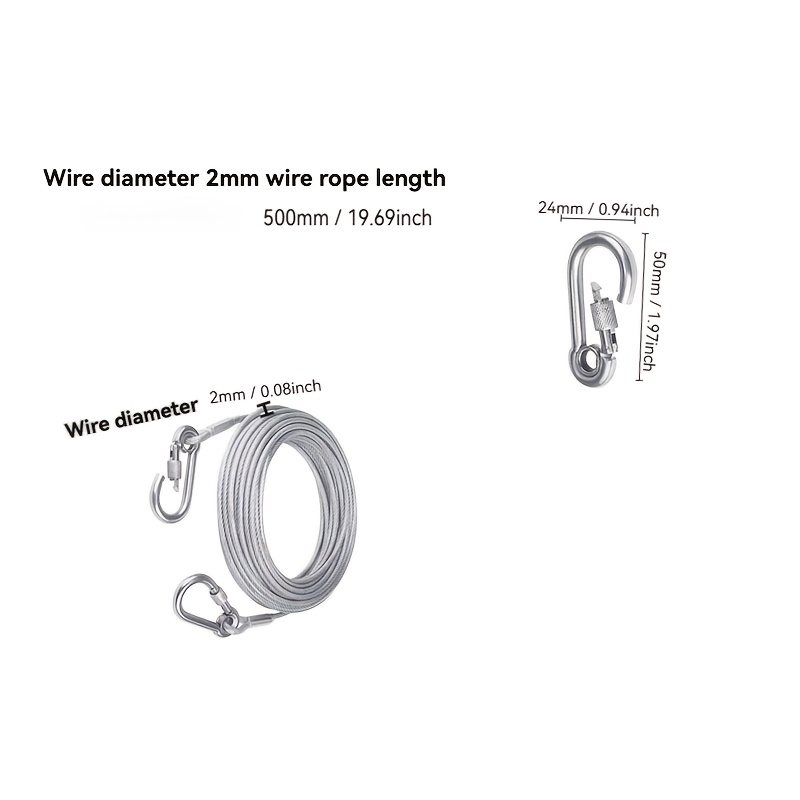 Zinc-Plated Steel Wire Rope Dog Leash, Durable & Rust-Resistant
