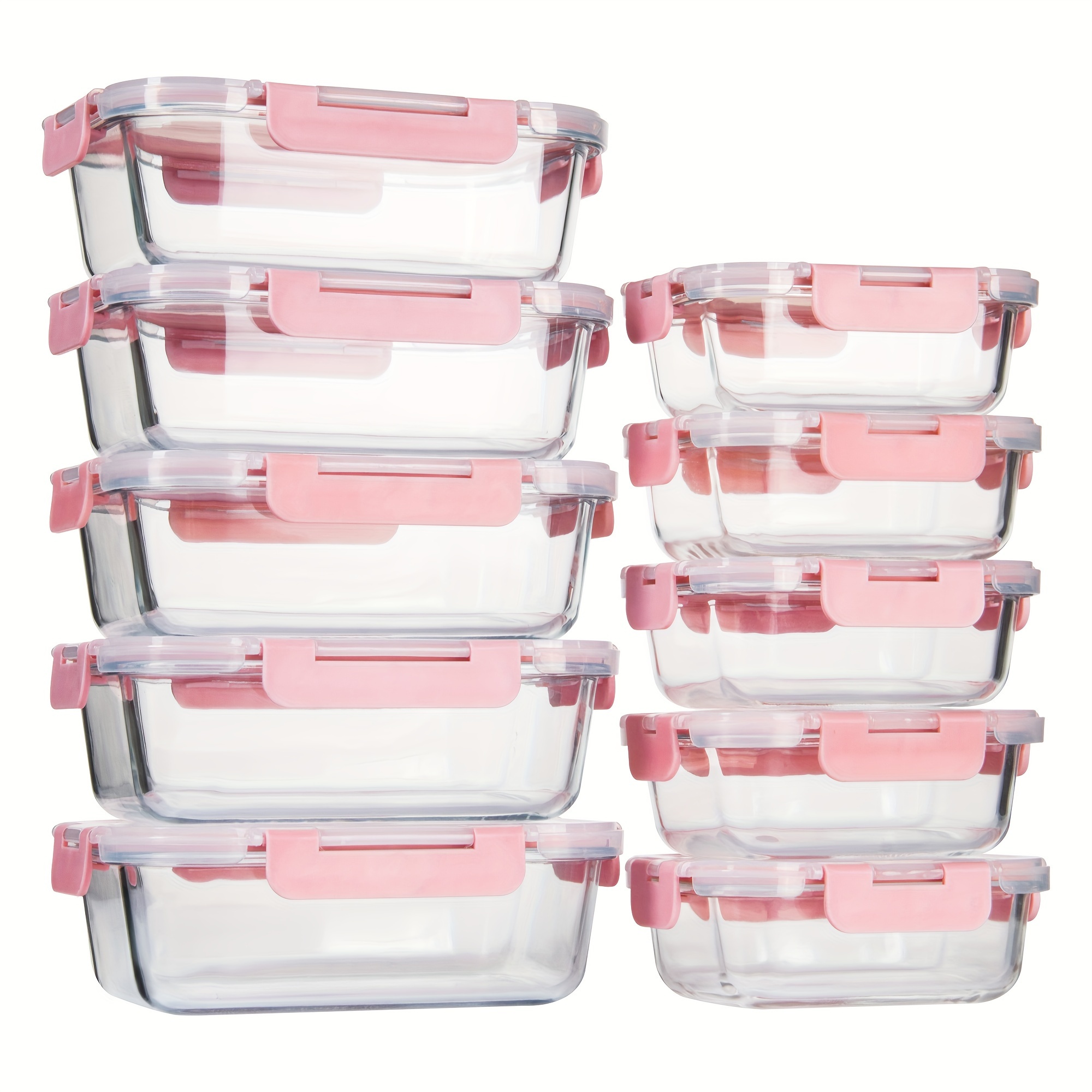 10 pack high borosilicate glass meal prep containers set food storage containers with airtight leakproof lids for home kitchen   restaurant Product details 1