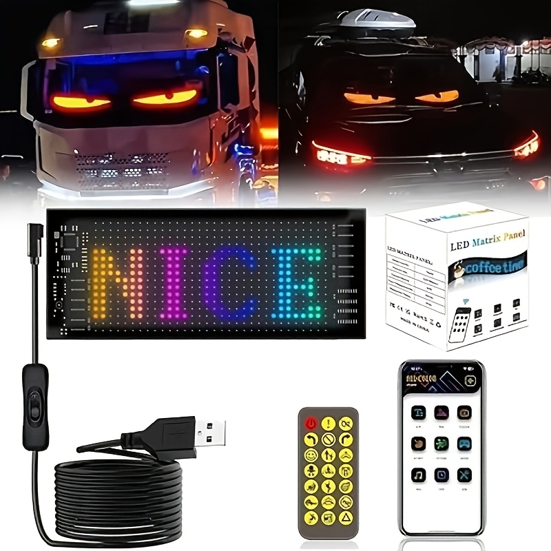 

Led Car Sign, Diy Text, Pattern, With App Control Remote, High Flexible Scrolling Led Sign For Car, Holiday Party, Halloween, Christmas Decoration