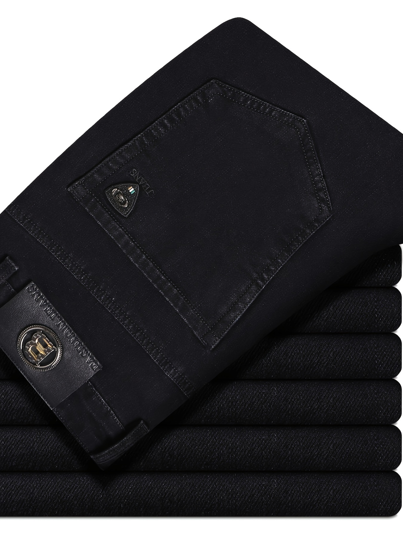 Plain Denim Men'S Trousers, Featuring a Light Business Look with a Bit of Stretch, Straight Leg Design Suitable for Casual Outdoor Wear