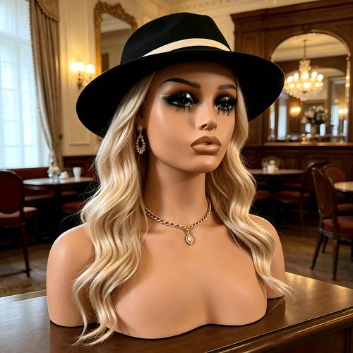 US Shipping with Free Shipping for European And American-Style Half-Body Mannequin Heads, Long Eyelashes, with Ear Piercings, Double-Shoulder Mannequins, Suitable for Displaying Wigs, Hats, Necklaces, Earrings