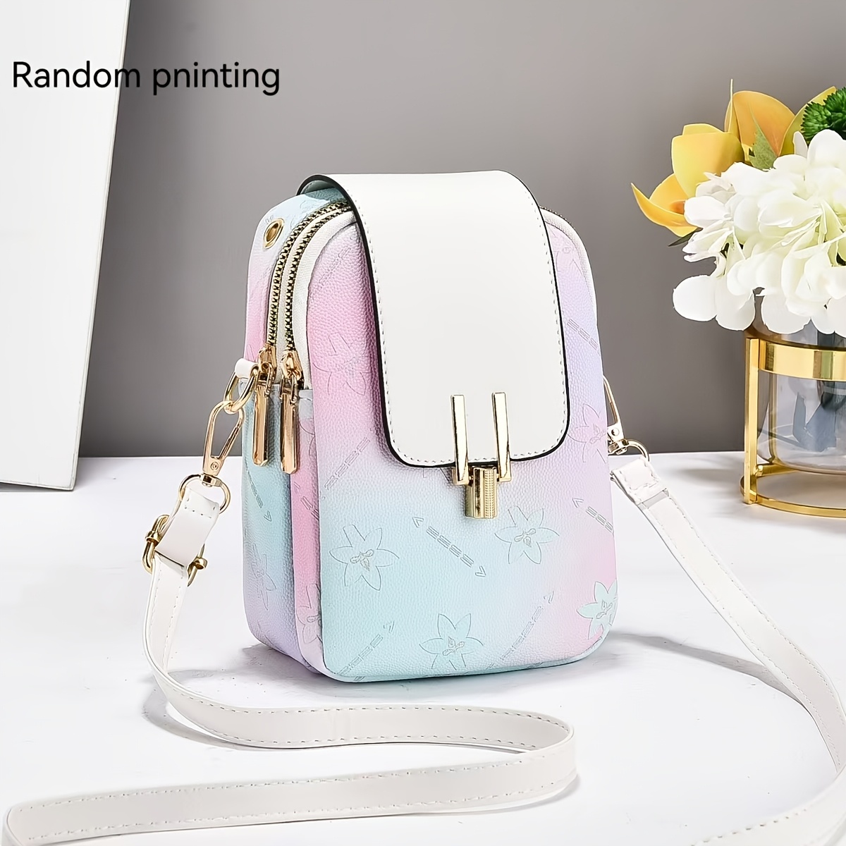 Image of Women's Large Capacity Vintage Crossbody Bag With Zipper Closure - Elegant Multi-tier Handbag Suitable For, Travel & Daily Use, - In,, (style).with Random Paintings.