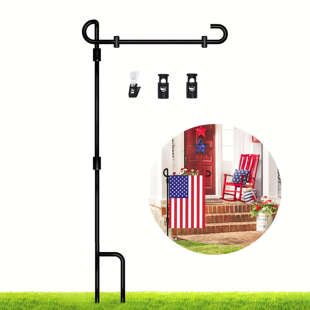 

Adjustable Height 35in/90cm Garden Flag Pole, Double-sided Iron For Outdoor Yard, Banner Stand, No Power Needed, Decor