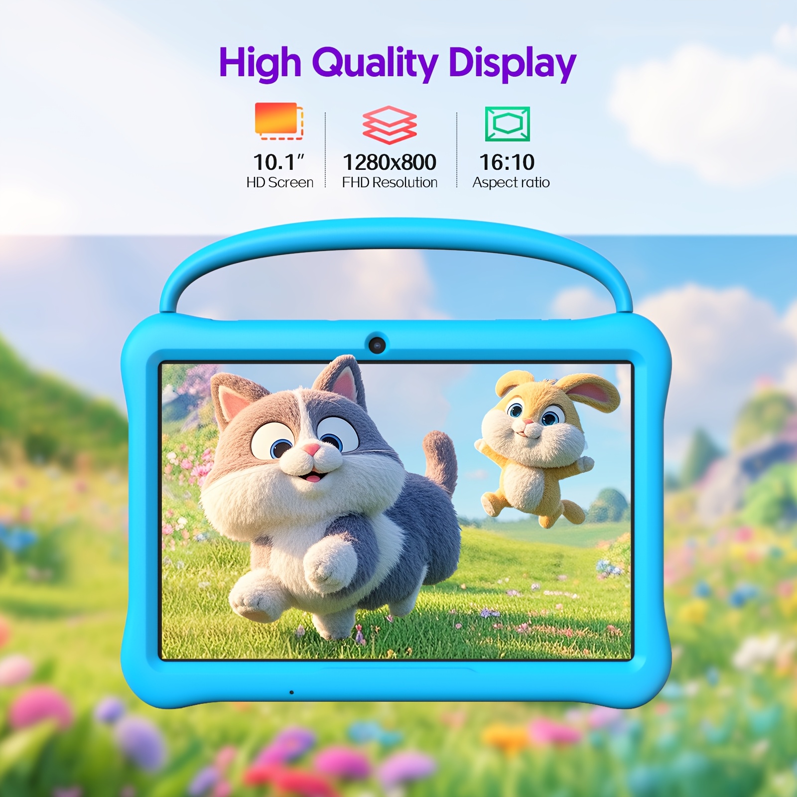 BAKEN Kids Tablet, Android 13 Tablet For Kids 10 Inch, Tablet Octa-Core CPU 64GB ROM 2GB RAM 1TB SD Card Expandable, Children'S Tablet With Case, Wifi Tablet Parental Control, Dual Camera, Shockproof Case For Kids Tablets, 1280*800 IPS HDTouch Screen