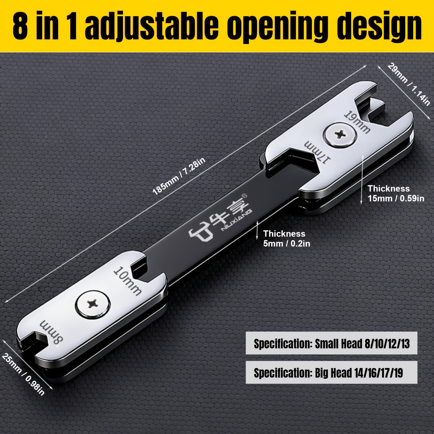 TEMU High Hardness 360 Degree Rotatable Adjustable In 1 Wrench With Multiple Functions, Manual Plum Dual-use Open Adjustable Wrench