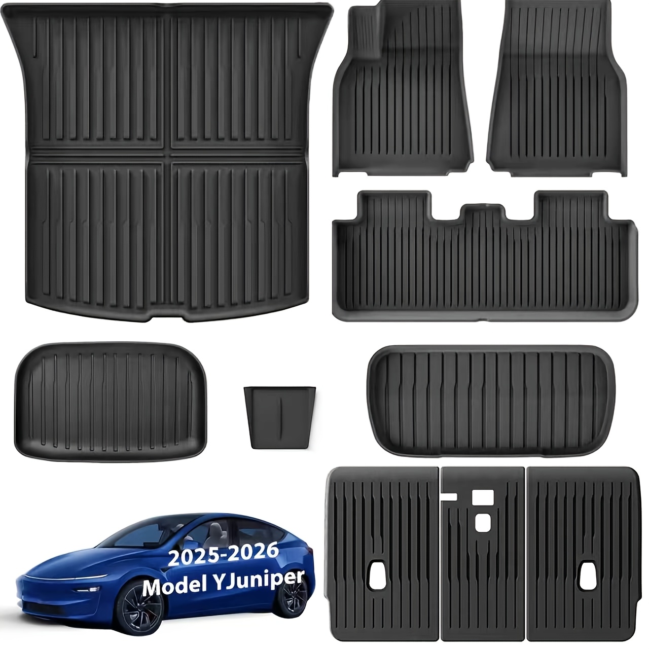 TEMU Tpe Car Floor Mats | 10pcs Complete Set Of All -weather Floor Liners For | For 2025 2026 | 5 Seat Non-slip Floor Mats & Cargo Liners & Interior