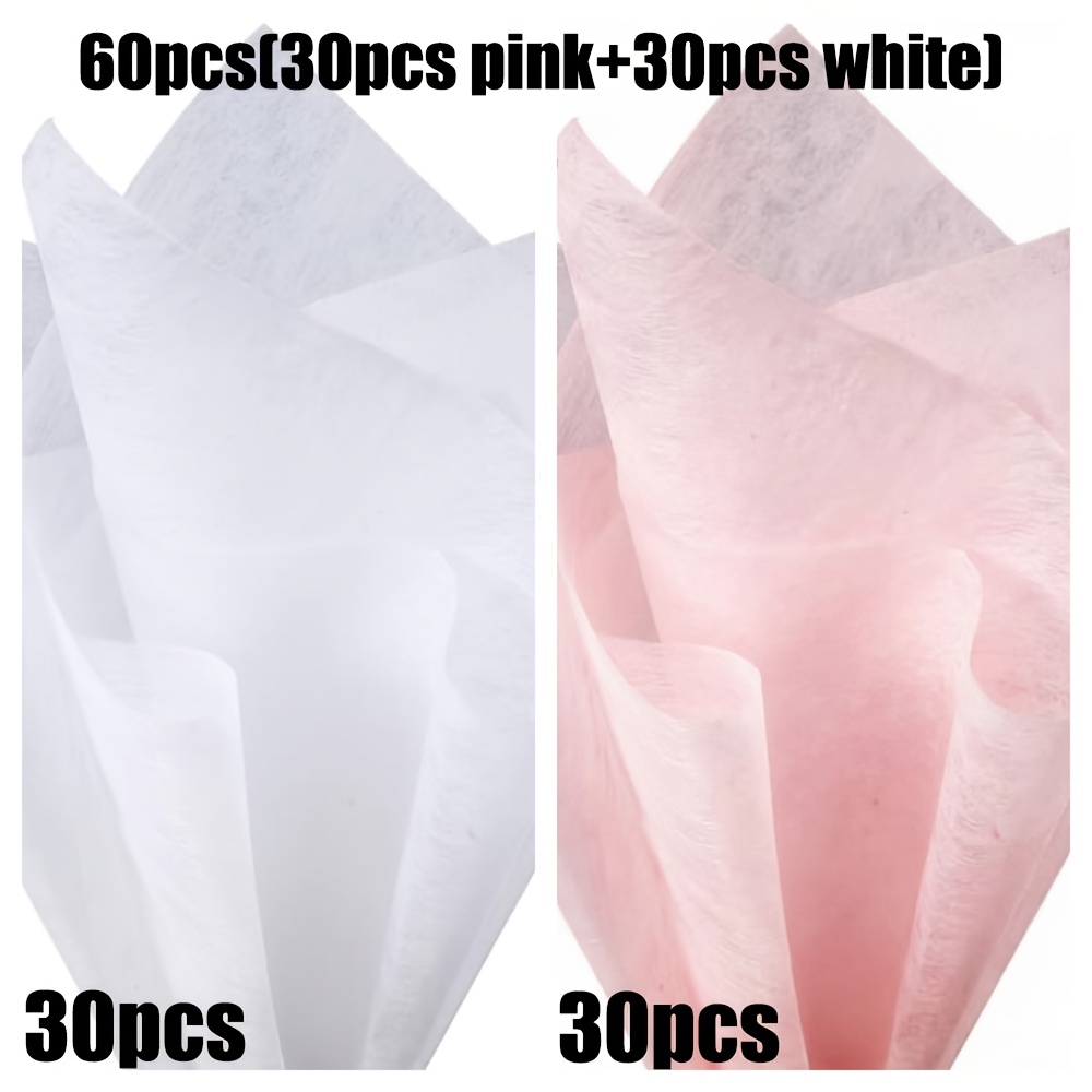 TEMU 60 Sheets (30pcs Pink And 30pcs White) Premium Gift Flower Bouquet Wrapping Paper, Fresh-preserving Floral Wrapping Paper, Pull-out Liner Paper,