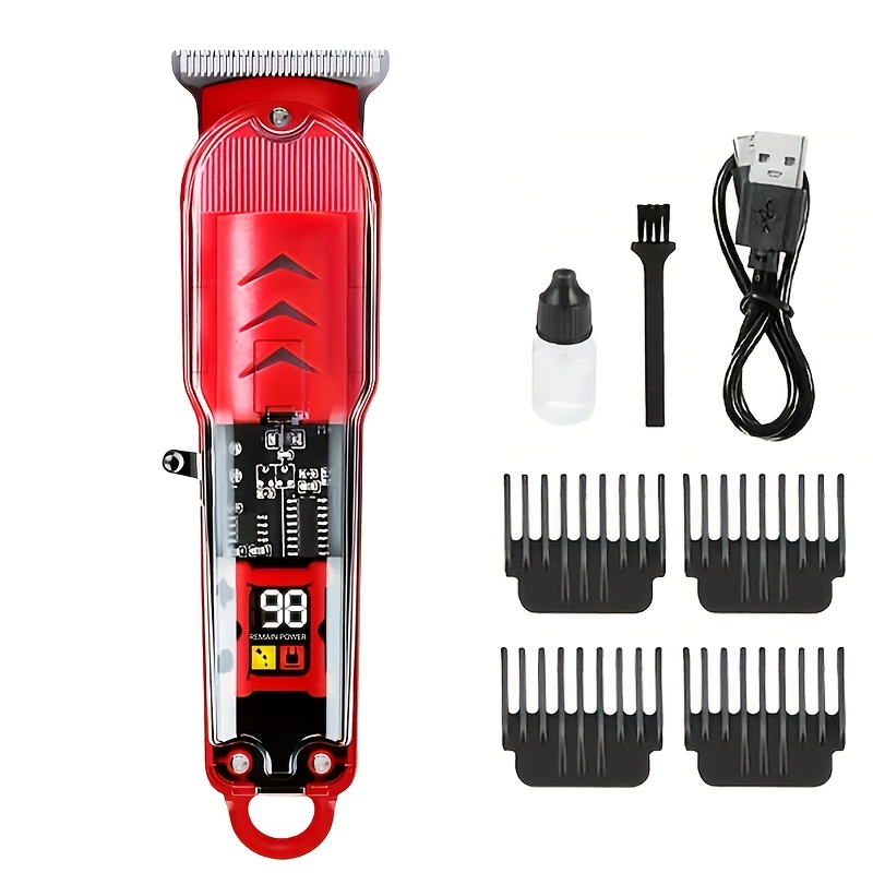 TEMU Men's Hair Clipper Professional Transparent Hair Clipper Kit, Retro Oil Head Electric Hair Clipper, Tool, Suitable For Personal Stylist Use, Men