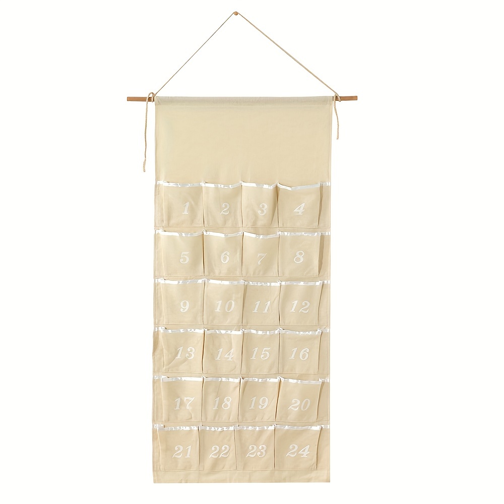 24-pocket Christmas Advent Calendar With Pockets - Wall Hanging Gift Bag For Holiday Decor, Room Aesthetics &