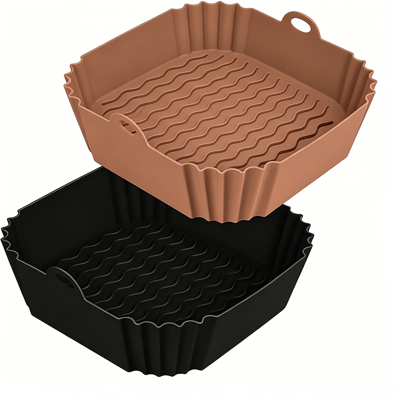 TEMU 2-pack Silicone Air Fryer Liners, Reusable Nonstick Baking Trays And Basket Inserts, Easy-clean Air Fryer Accessories For Oven, Microwave,