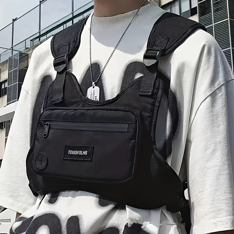 

1pc Men's Hip-hop Style Fashion Chest Bag, Trendy Casual Vest Bag For Travel, Hiking, Outdoor Sports