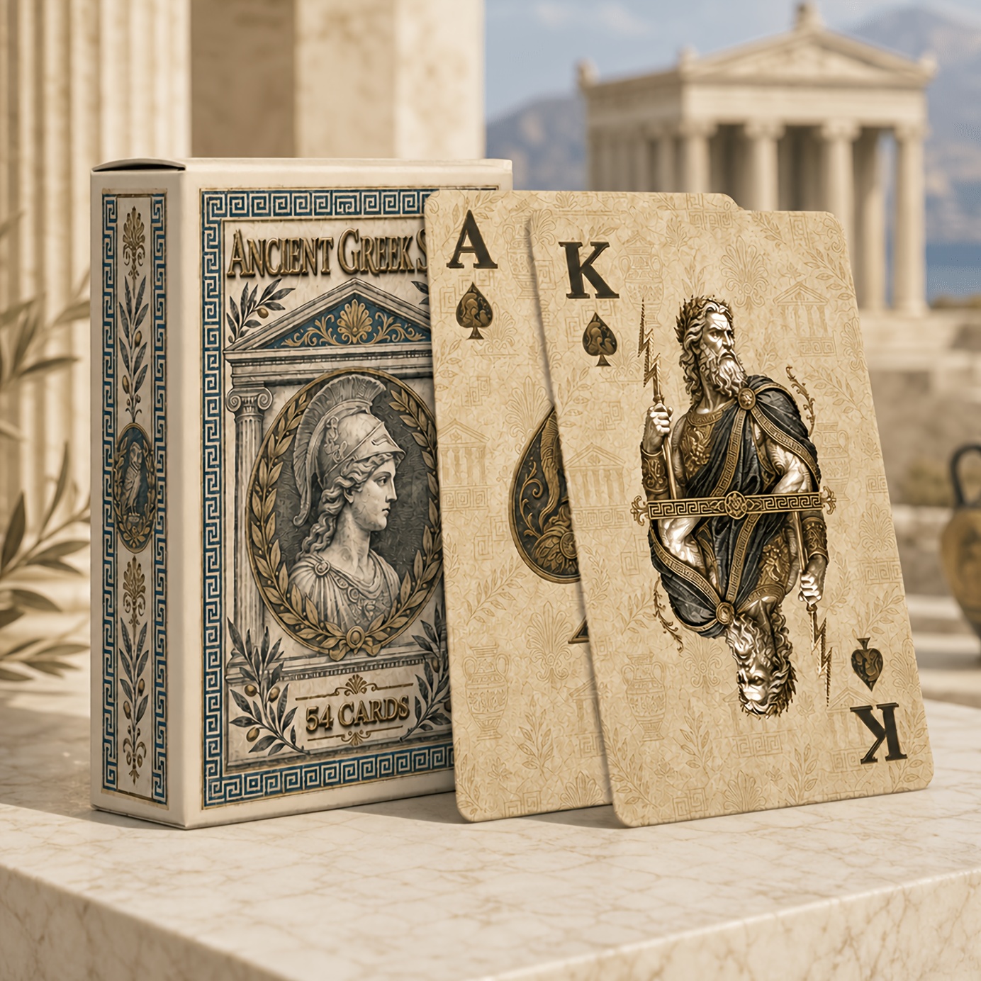 TEMU Ancient Playing Cards, Collectible Design, 54 Cards With Different Illustrations, High-end Coated Paper, Premium Printing Effect, Suitable For