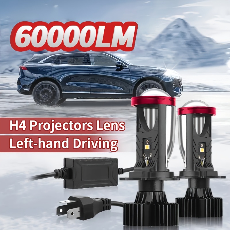 TEMU 2pcs H4 High And Low Integrated Headlight Bulbs, 60, 000 420w 3570 Csp Chip New Led , 6000k White Light, Suitable For Motor Vehicles, Left-hand