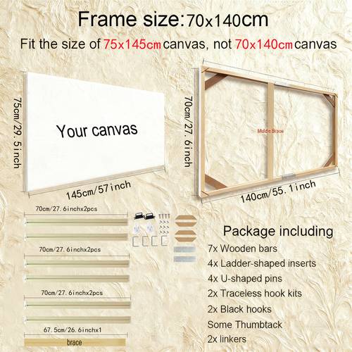 1 set requires assembly of photo frames large size 70 x 100 cm frame 80 x 120 cm canvas frame 70 x 140 cm frame used for gallery hanging oil paintings or poster installation