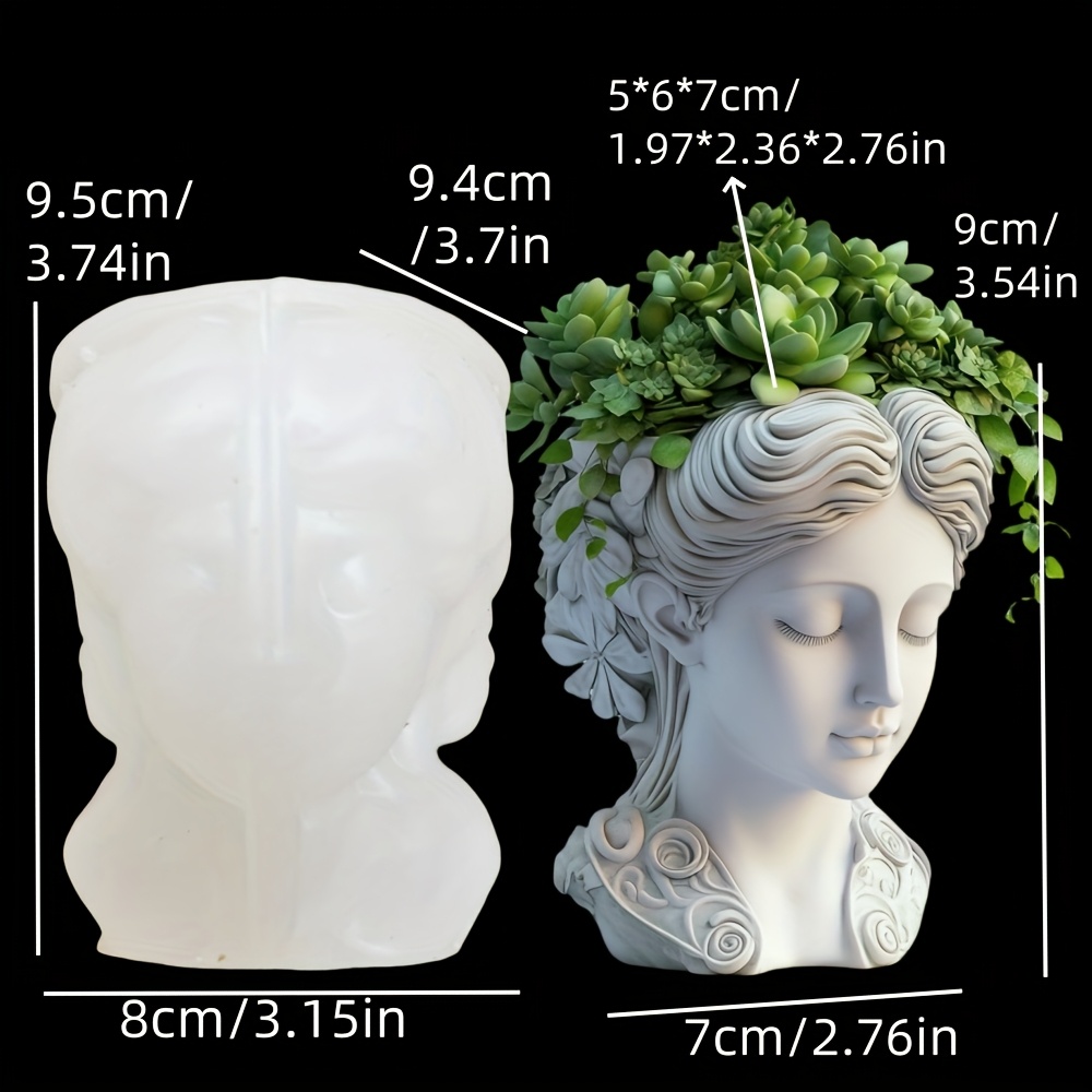 Image of Athena Goddess Statue Succulent Plant Flowerpot Resin Silicone Mold Vase Concrete Cement Silicone Mold Women's Statue Pen Holder Storage Box Candle Cup Gypsum Mold Handicrafts Mold New Year's Gift