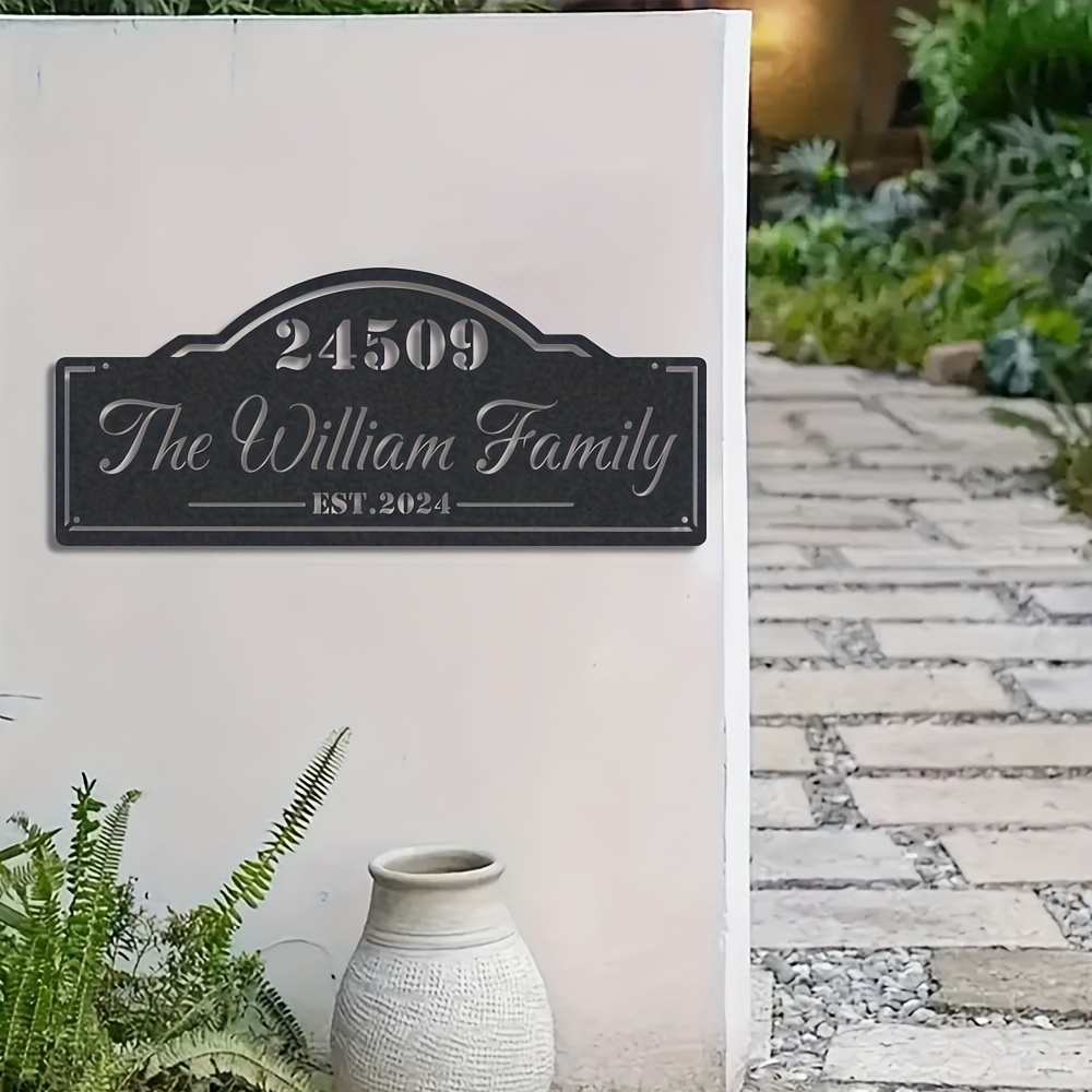 TEMU Custom Number Sign - Elegant Outdoor Address Plaque With Personalized Family Name & Est Year, Ideal For Home, Office, Living Room Decor, Statue