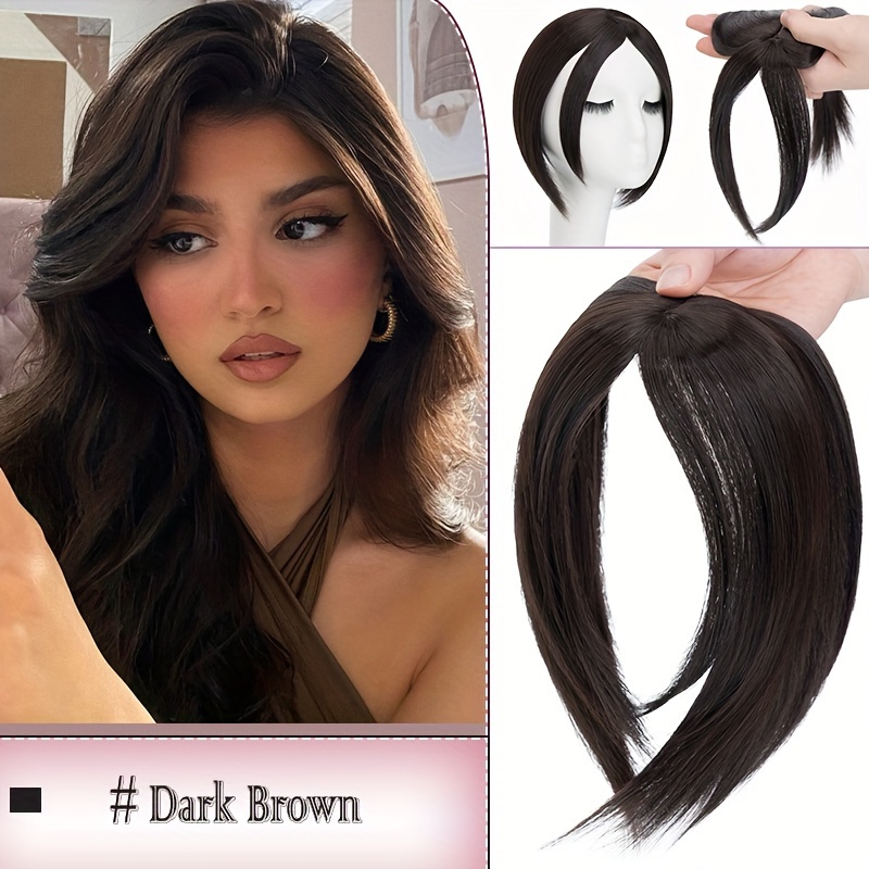Women's Bob Style Hair Topper With Bangs Mid-part - Breathable Net, Straight Hair Synthetic Wiglet With Secure Clips, Volumizing Hairpiece For Thinning Hair, Look &