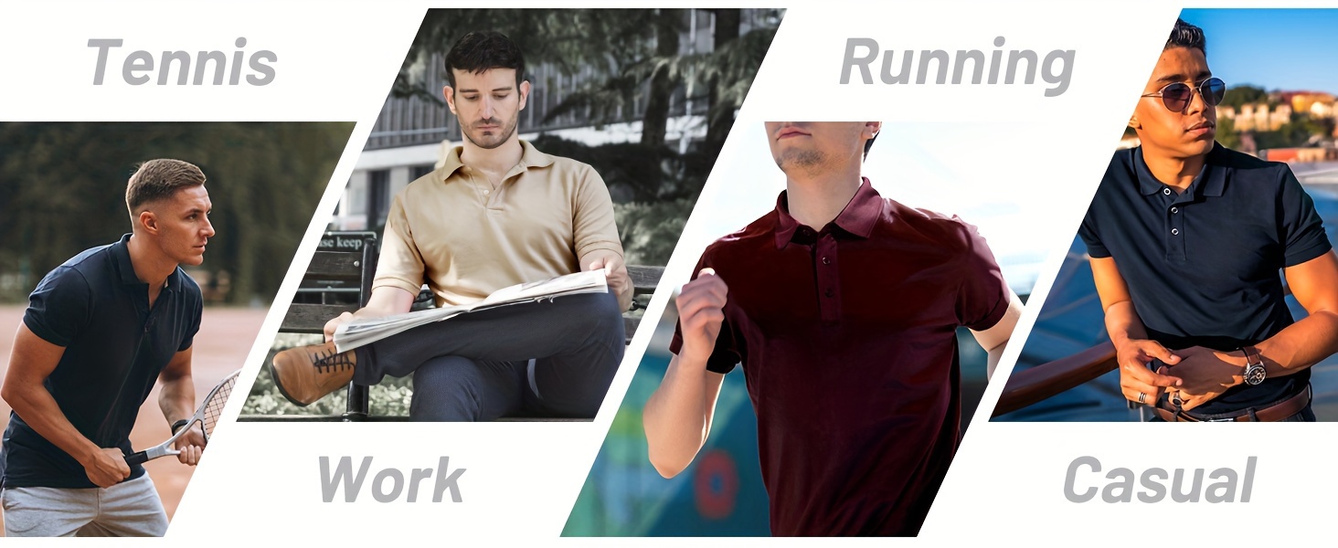 mens quick dry shirts polyester casual collared tennis golf shirts moisture wicking short sleeve sports shirts 2 pack details 5