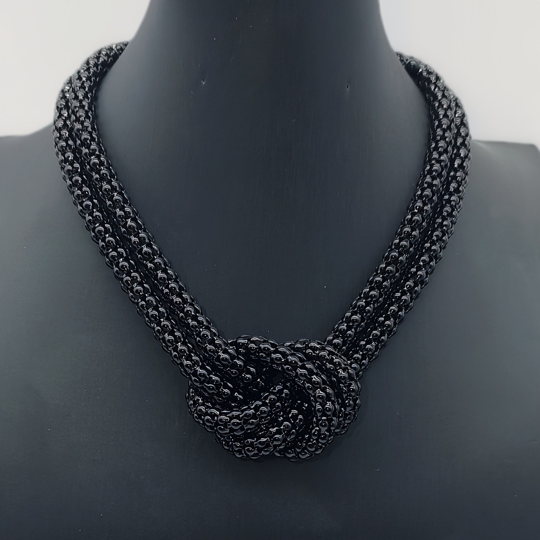 Image of 1pc Knotted Double-layer Hollow Corn Chain Necklace, Fashionable, Elegant, Versatile, Vintage, Sexy, , , Bohemian Style, Lacquered Finish Neck Chain