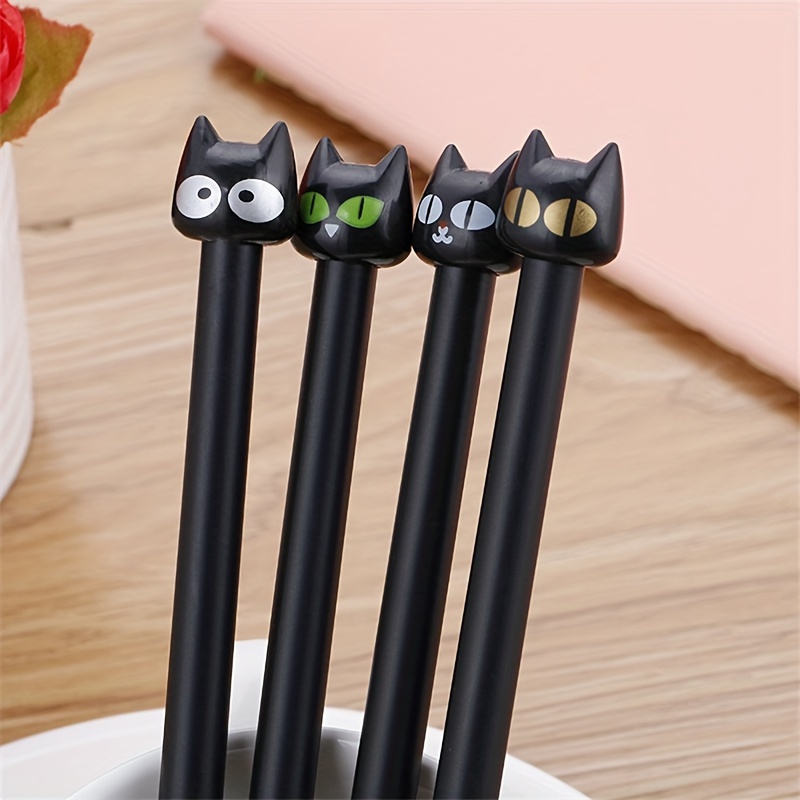 

4pcs, 4pcs High Quality Black Kitten Gel Pen Creative Cartoon Student Stationery Water-based Pen Pen Tube Refill