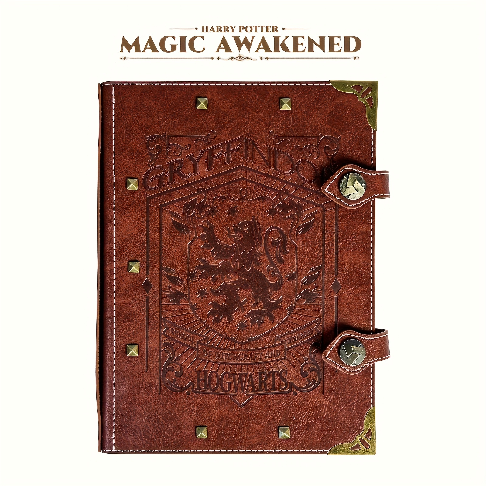 Image of Wb Harry Potter Hogwarts House Vintage Notebook, Gryffindor, Slytherin, Ravenclaw, Hufflepuff House Handbook, A5 Loose-leaf Book, Double Diary