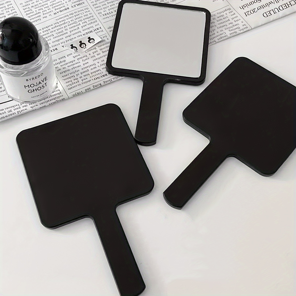 

2/4 Pack Minimalist Handheld Makeup Mirrors, Polished , Portable, Plastic Frame, Desktop Stand, Character Theme, No Fragrance, No Battery Required